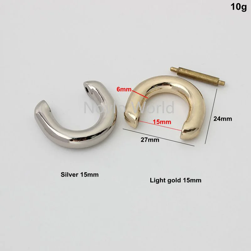 10-50 pieces 4 colors 15mm 17mm polished zinc alloy d ring for backpack removable D buckles purse hardware