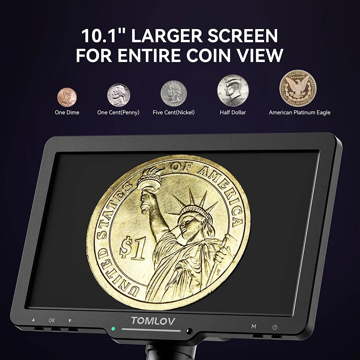Imagem -03 - Microscópio Digital Tomlov com Polarizador Hdmi Solda Eletrônica Coin View Reparação 10 Tela Ips 1300x Dm501
