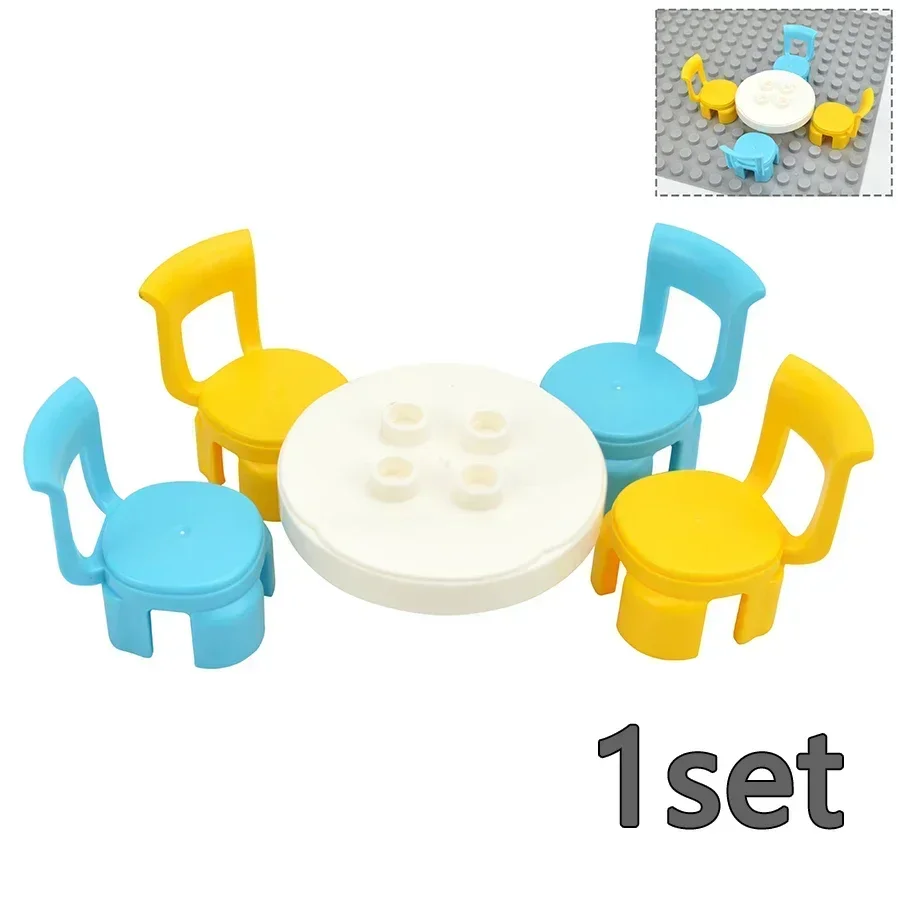 Big Size Building Blocks Figuers Furniture House Table Chair TV Bed Sofa Door Bathroom Kitchen Pillar Large Brick Toys Duploes