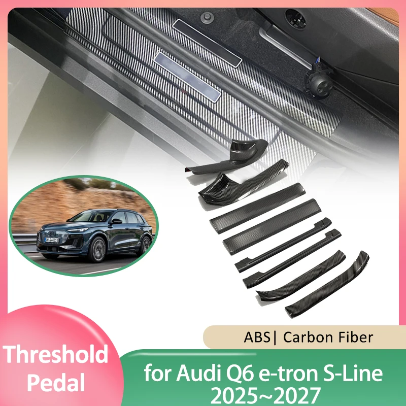 

Накладки на пороги для Audi Q6 e-tron S-Line 2025~2027, ABS, защитные наклейки-накладки на пороги, аксессуары
