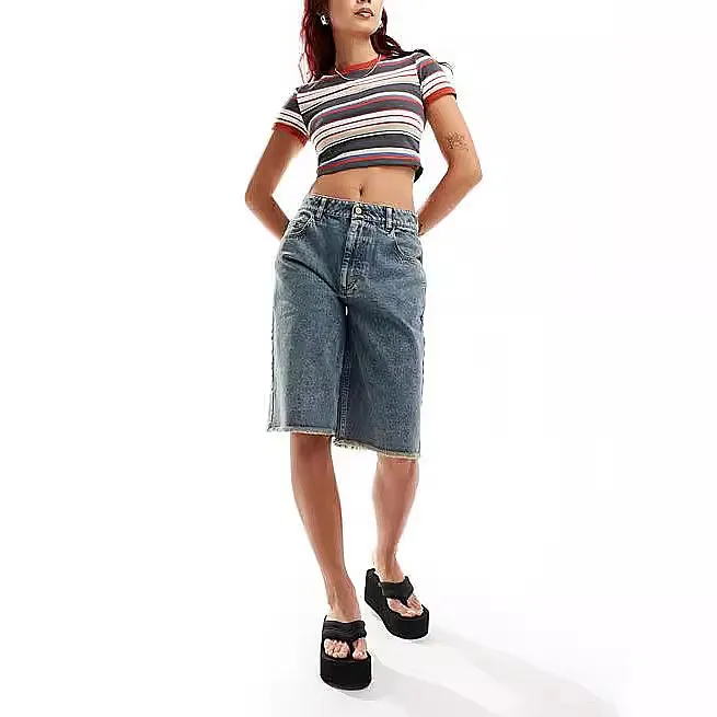 TUME Jeans Women Loose Casual Denim Pants Mid Calf Capri Trousers Spring Summer Denim Jeans