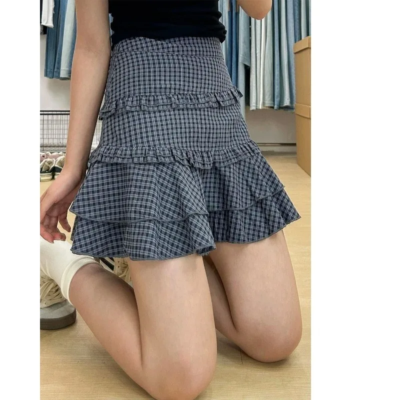 Spice Girl Retro Plaid Skirt 2026 Summer A Word Women's Skirt