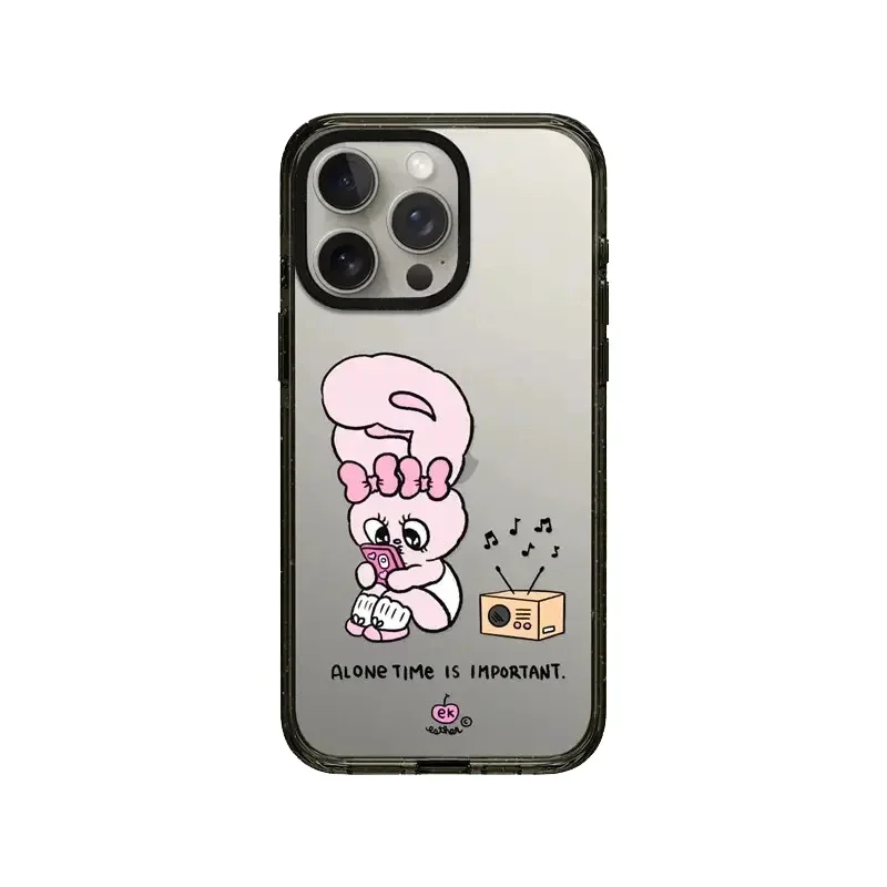 

Cute Pink Rabbit 2.5 Acrylic Black Border iPhone 12 13 15 14 16 Pro Max Protective Case, Fits iPhone 16 Pro Max