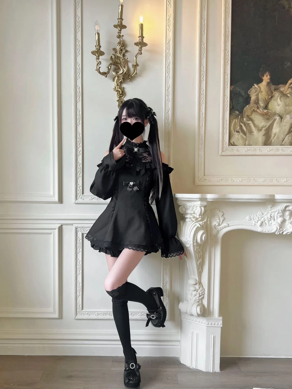 Japanese Gothic Lolita Mass Produced Jirai kei Bow Dress +High