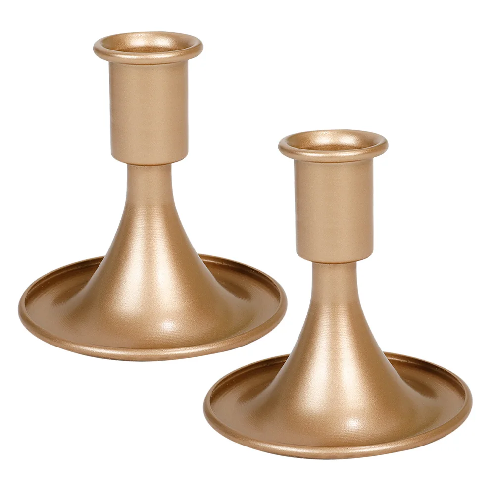 

2pcs Vintage Holder European Style Wide Base Pillar Stands Tabletop Decor Wedding Party Home Iron Art Desktop