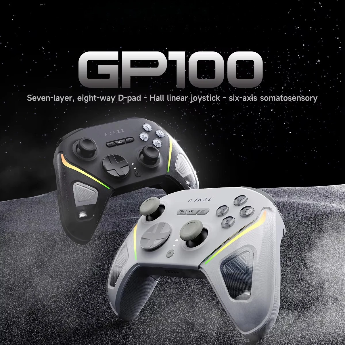 GP100 Programmable Wireless Gaming Controller PC Remote Gamepad with Vibration Motor Wake Gyro Joystick