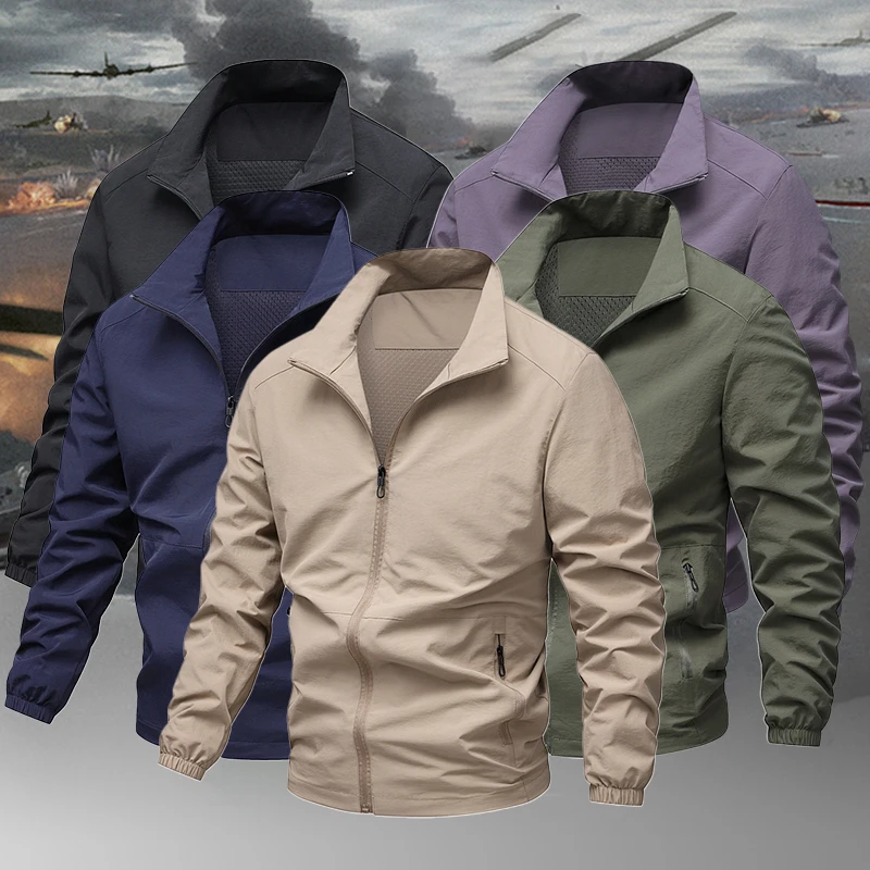 

Men's trench coat jacket Autumn and winter jacket Outdoor Sports Coat Windbreaker Jacket for Men Waterproof Bomber
