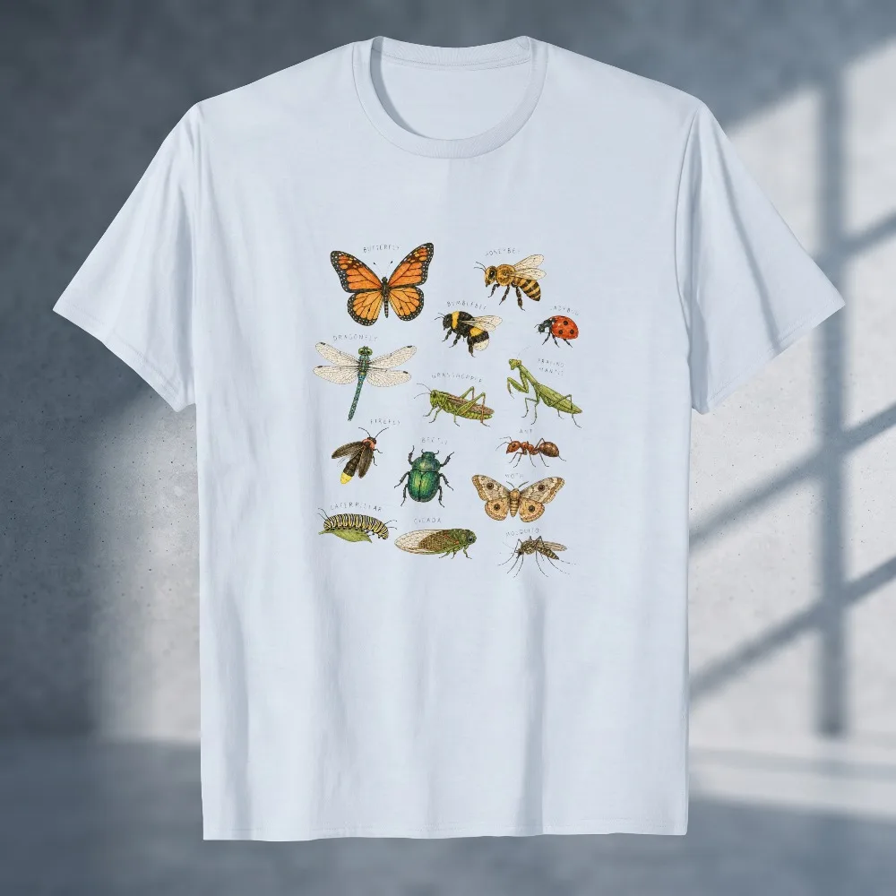 Kids Insects Bugs Shirt Educational Entomology Graphic Tee for Toddler Youth Adult Crew Neck Short Sleeve Butterfly PRINT SHIRTS