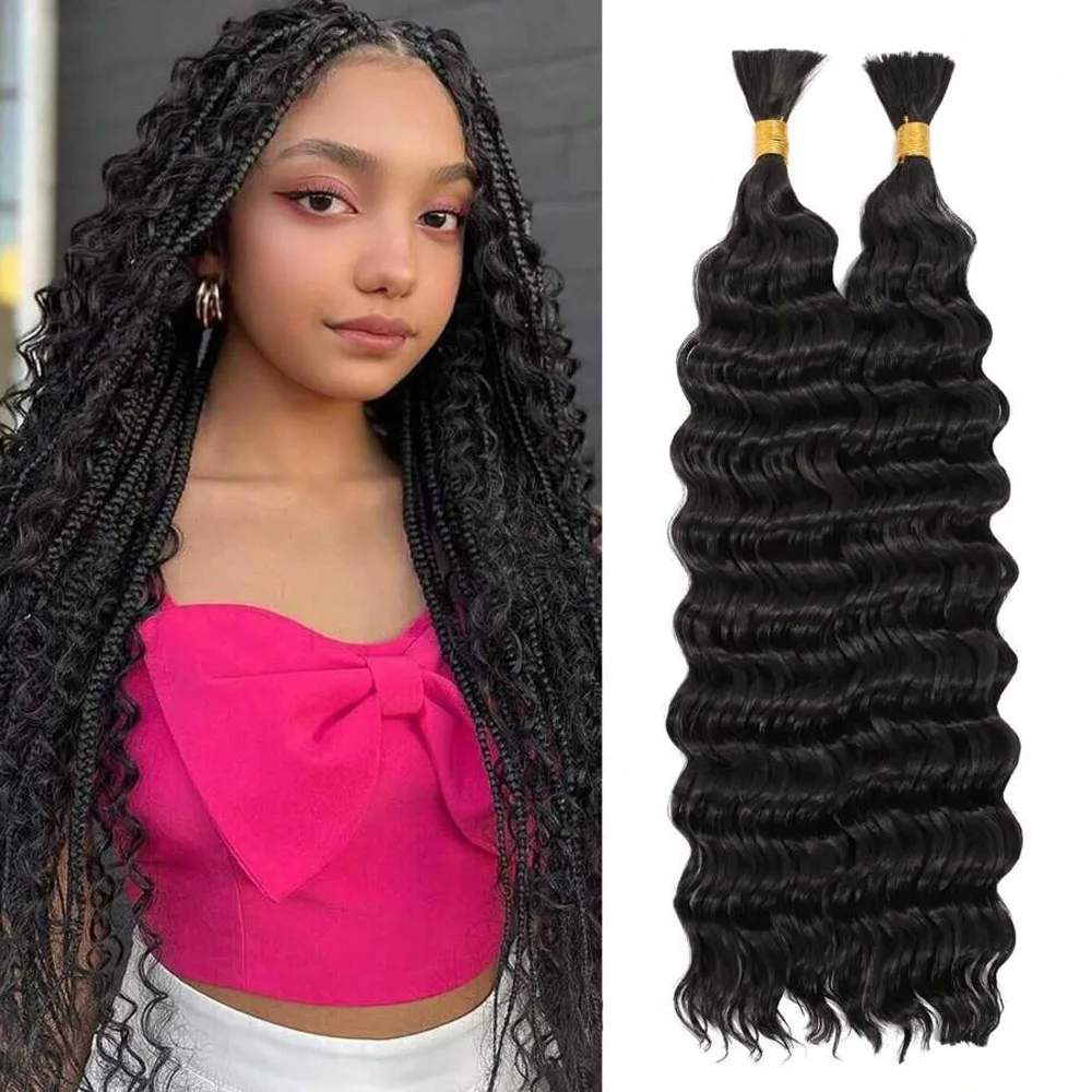 

Глубокие объемные волосы для плетения волос 18/24/28 дюймов, 2 шт., влажные и волнистые, глубокие волны, человеческие волосы, плетение наращивания волос для косичек в стиле бохо