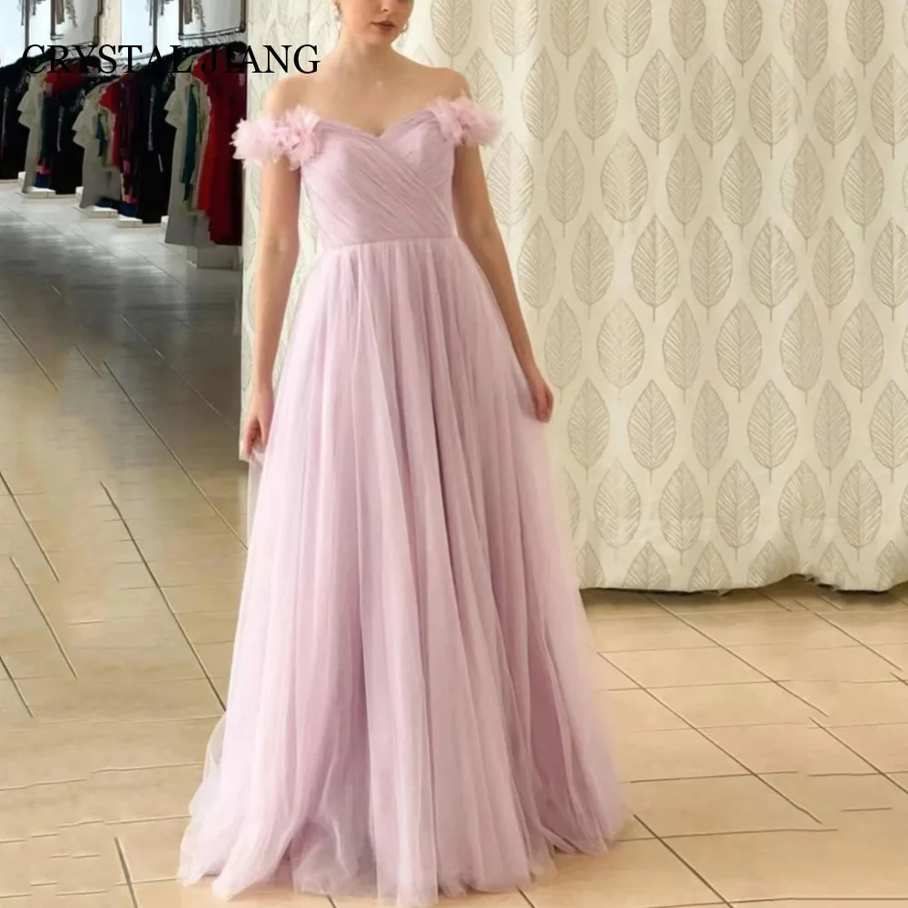 Robe de Soirée Longue en Tulle Rose pour Femme, Élégante, avec Traîne