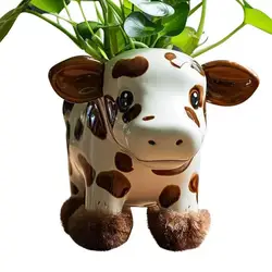 Cow Planter Pot Animal Shaped Highland Cow Planter Pot 4 inch Balcony Decoration Supplies Successes Plants Flowerpot Resin Cute