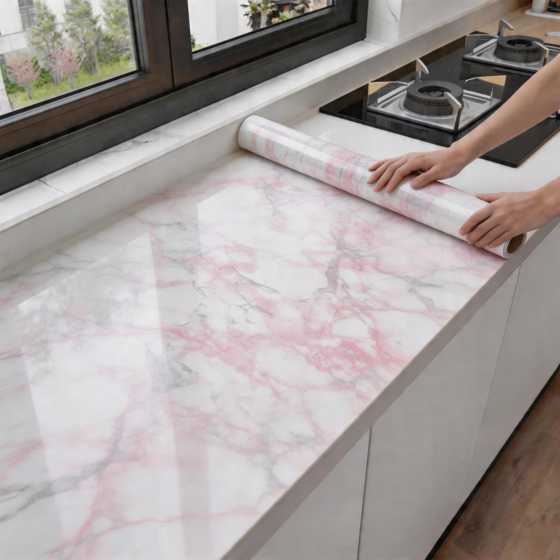 Vinyl marble Sticker Self-adhesive High Quality Wallpaper Suitable for Kitchen Countertops Cabinets Tables Walls Renovation