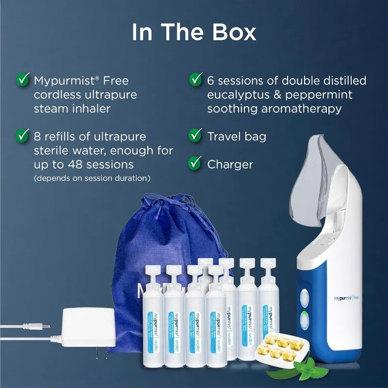 جهاز استنشاق بالبخار اللاسلكي فائق النقاء مجانًا - جهاز بخار شخصي محمول يعمل بالبطارية ومبخر ومرطب للجيوب الأنفية #6