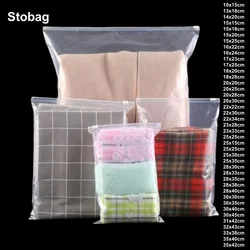 StoBag 10pcs PE Transparent Clear Clothes Zipper Package Bags Shirt Towel Storage Plastic Clear Pouches Travel Organizer Logo