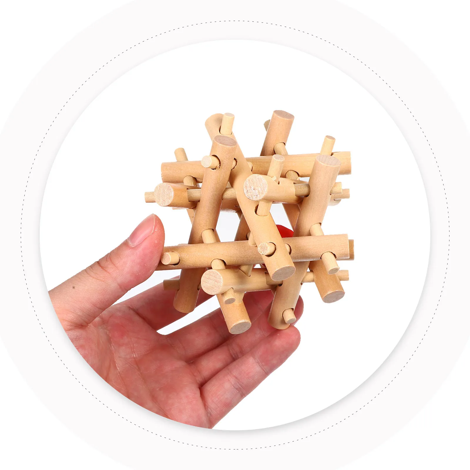 

Take The Ball in The Cage Wood Puzzle Brain Game Educational Wooden Locking Puzzle for Kids Adults Toddlers Early Learning