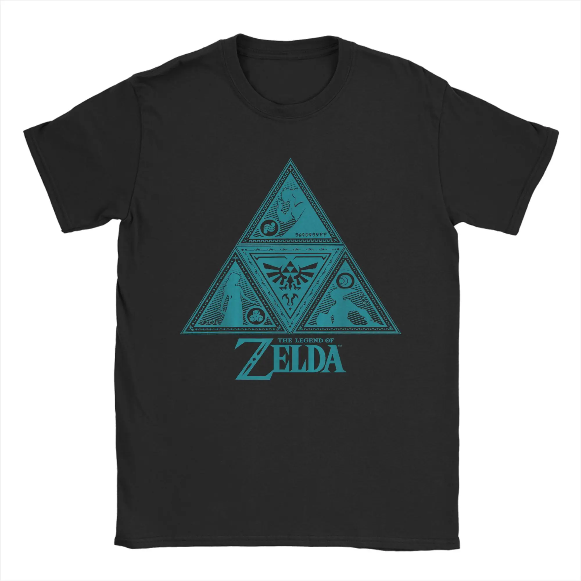 Men's Legend of Zeldas Teal Triforce Symbolism T Shirts  100% Cotton Clothes Short Sleeve Crewneck Tee Shirt Printing T-Shirt