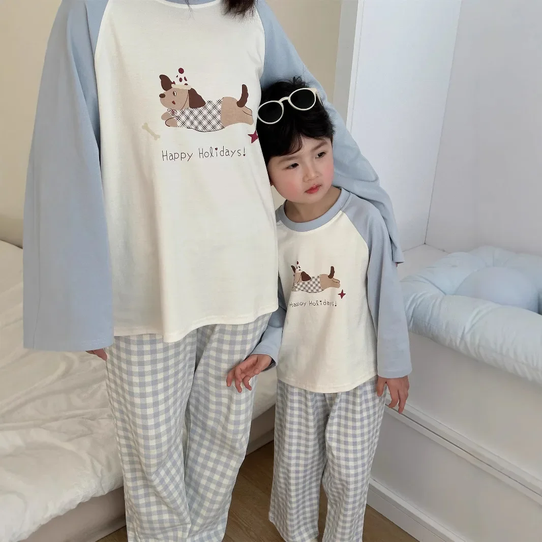 

New Family Look Mom Kids Matching Pajamas Children's Cotton Clothing Set Cartoon 2 Pieces Suit Sleepwear Soft Full Sleeve Pijama