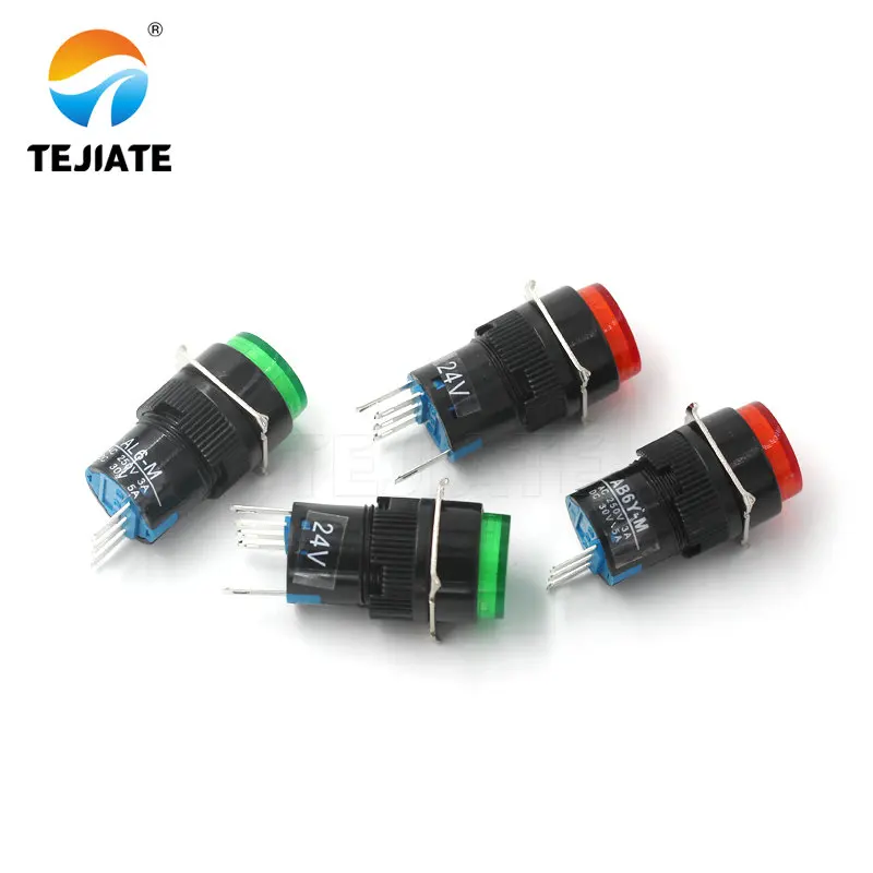 AB6-A zelfsluitende 3-pins start AD16 knop AL6-M reset 5-pins met licht 16mm schakelaar LA16