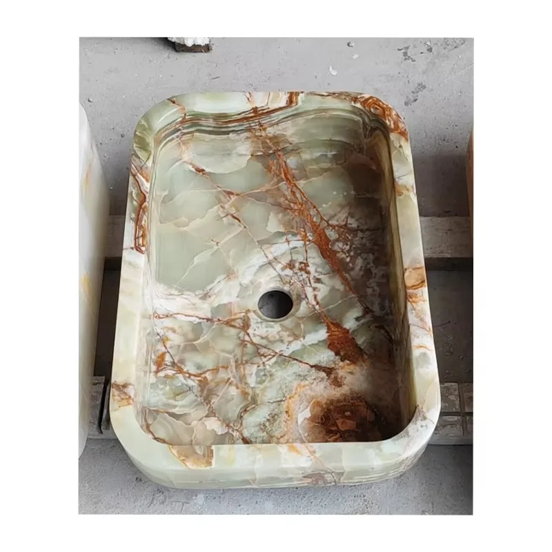 

Green Onyx Sink Washing Vessel Bath Lavatorires Luxury Countertop Hotel Washing Bowl Basin Shower Vessel Lavatory Green Onyx