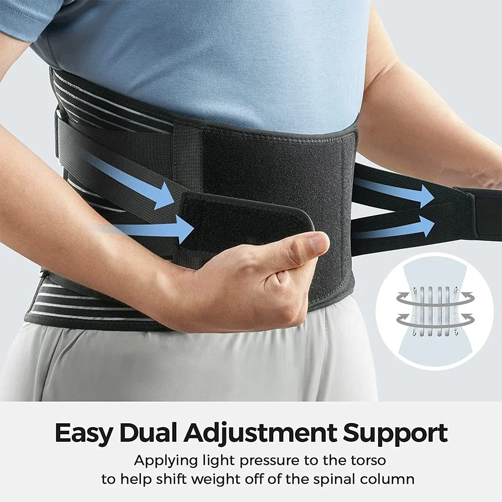 Sports Back Braces for Lower Back Pain Relief with 6 Stays,Breathable Back Support for Work, Anti-skid Lumbar Support Belt