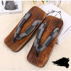 Summer Ninja Cosplay Traditional Geta Unisex Wooden Paulownia Japanese Flat Square Clog Man Shoes Flip Flop Sauna Sandals