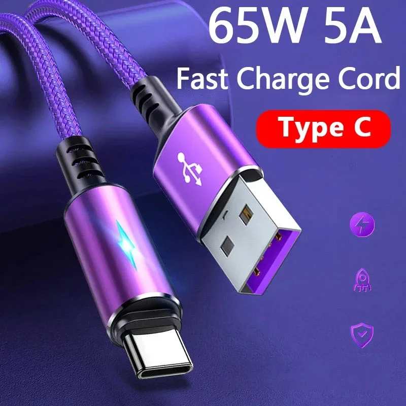 

5A Super Fast Charging Cable USB Type C Cable USB C Charger Cord For iPhone 15 Pro Max Xiaomi Realme Honor Huawei Oneplus