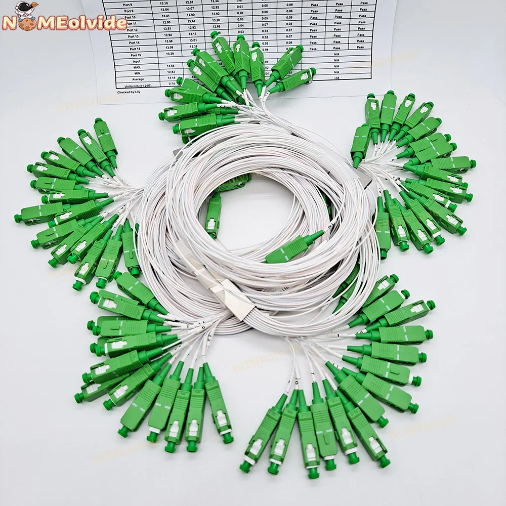 

​10pcs-20pcs Optical Fiber Splitter 1X2 1X4 1X8 1X16 PLC SC/APC Fiber PLC Splitter Single Mode 0.9mm G657A1 LSZH 1m PVC