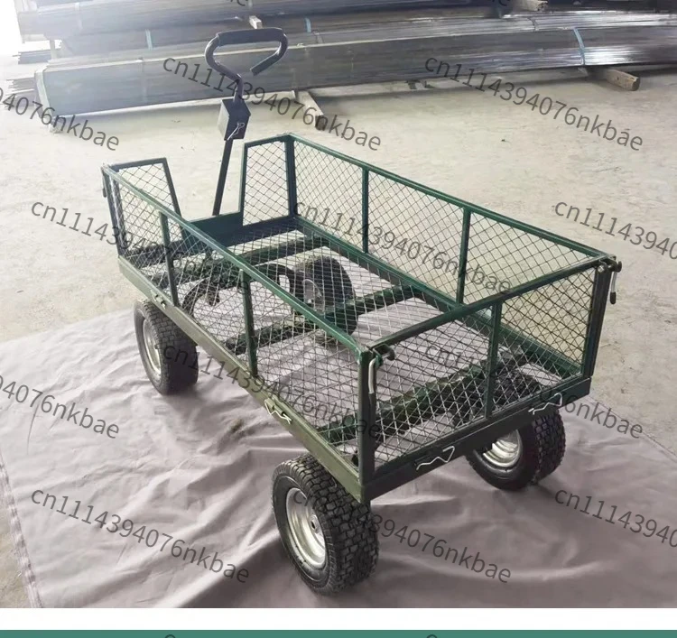 Four-Wheel Mesh Hand Push Cart, Express & Night Market Stall Transport Hand Trailer Cargo Handcart