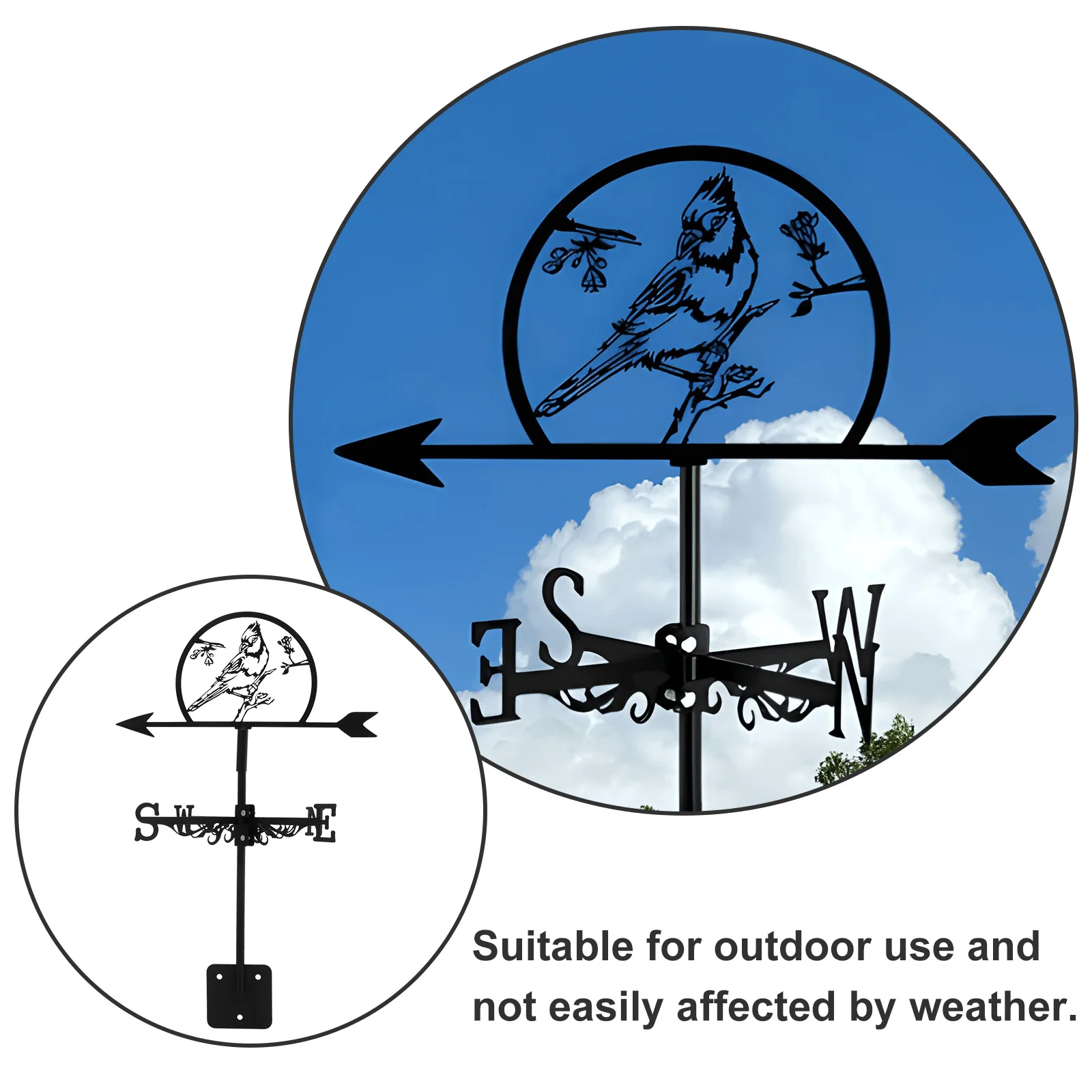 ريشة الرياح الحديدية في الهواء الطلق ريشة الطقس الزخرفية لحديقة ساحة سقف الديكور مؤشر الاتجاه المعدني إدراج الأرض #5
