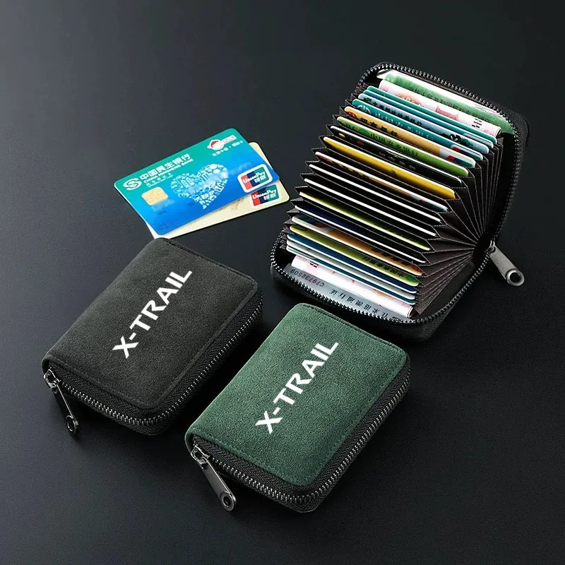 

Business Card Holder Wallet Women Men Bank ID Credit Card Holder Chamois Leather Protects Card Bag for X-TRAIL Car Accessories