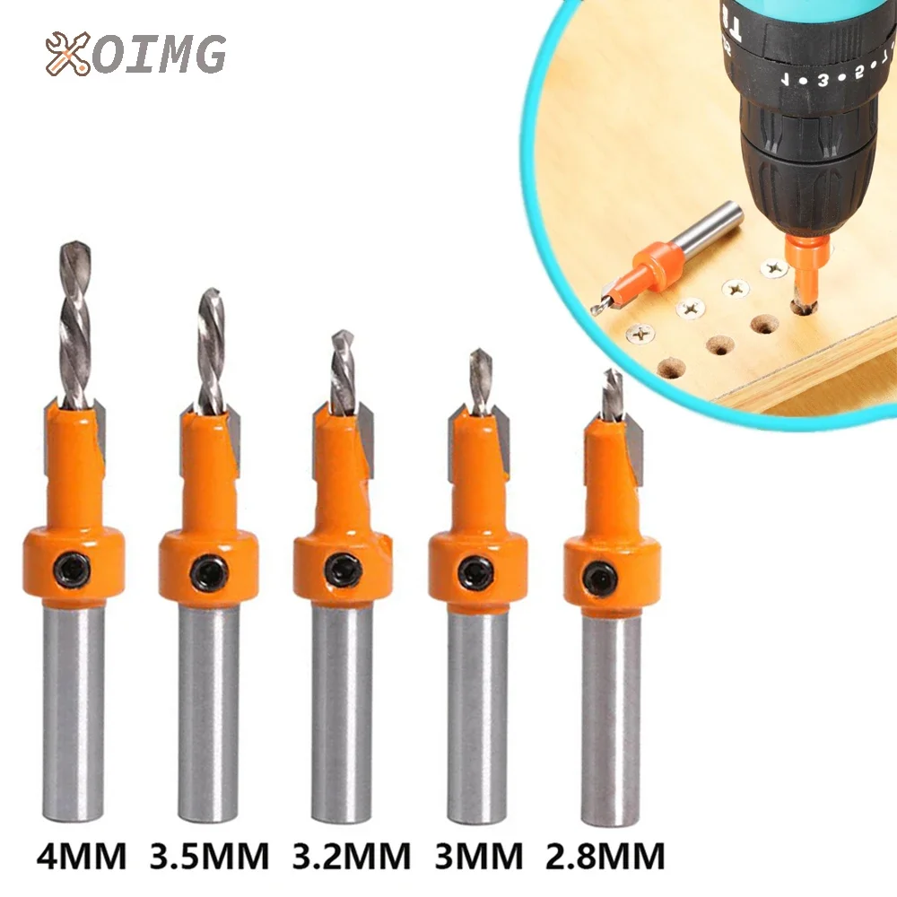 

1Pcs 8/10mm Shank HSS Woodworking Countersink Router Bit Set Screw Extractor+Wrench Remon Demolition for Wood Milling Cutter