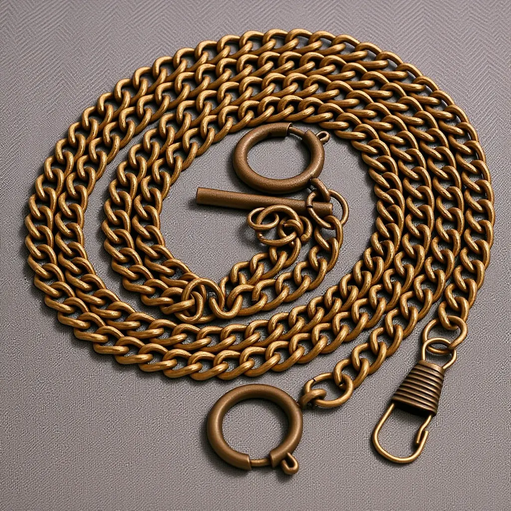 Metal Pocket Watch Chain with Round Buckle – Stylish Accessory for Vest, Jacket, Jeans & Handbag