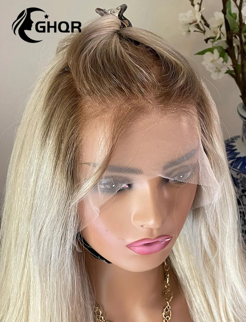 Ombre Blonde Spitze Front Perücke Menschenhaar Farbige Perücken Für Frauen Lange Gerade Brasilianische Haar Hd Transparent Volle Spitze 360 frontal