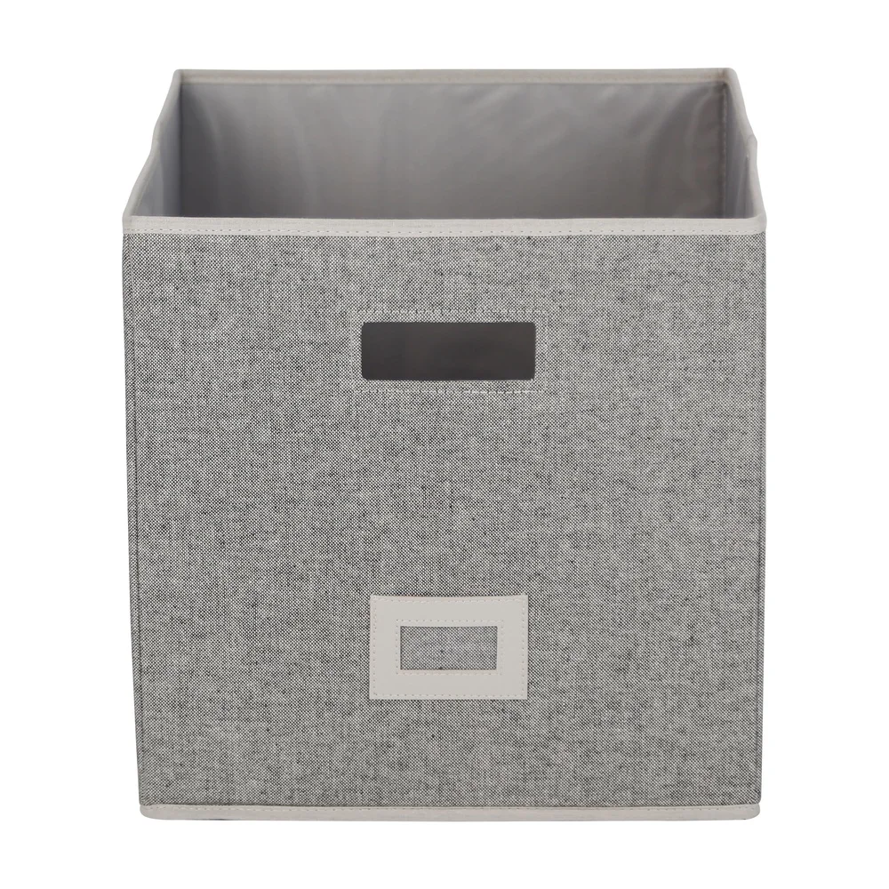 Durable Polyester Cotton Storage Bin Open Top Design with Cut-out Handle Office Living Room Bedroom Organization