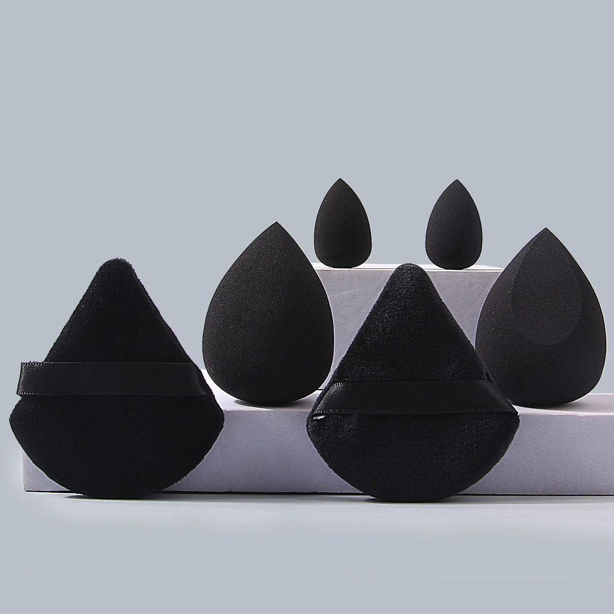 Ensemble d'éponges de maquillage multifonctions 6 pièces: œuf de maquillage doux/bouffée de poudre triangulaire/Mini outil de maquillage d'œuf de maquillage