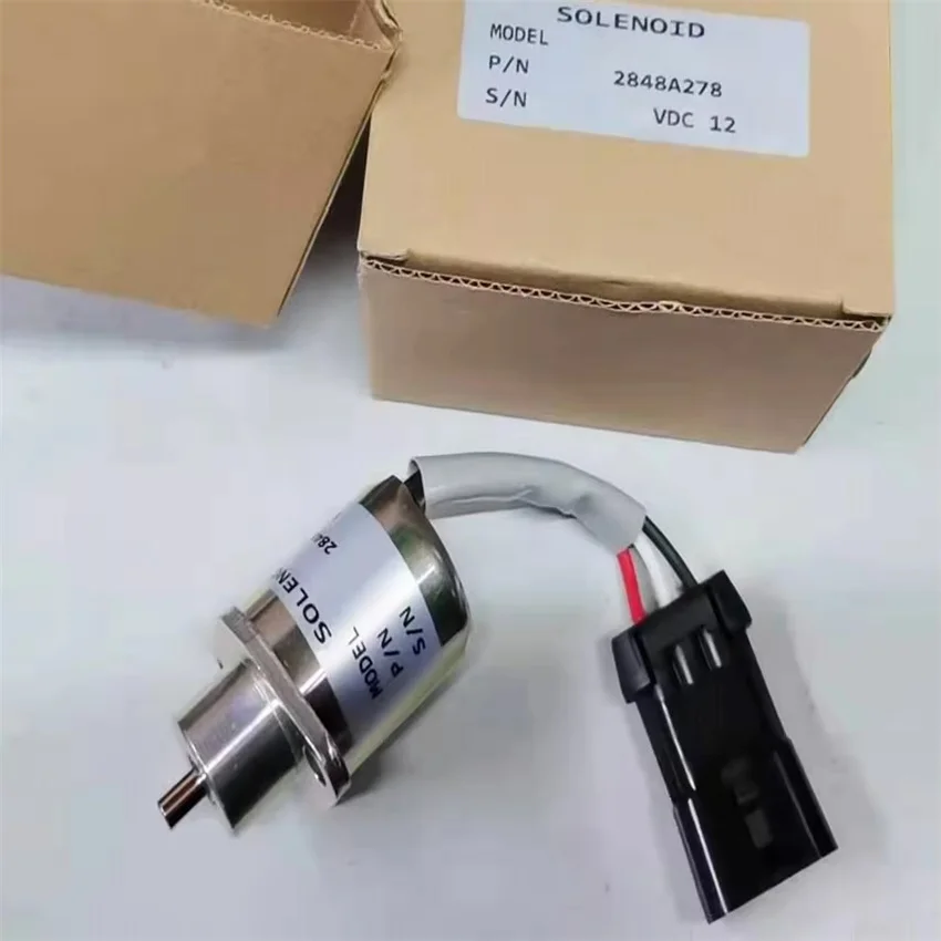 2848A278 Fuel Shutoff Valve Shut Off Solenoid Valve 12V For Caterpillar 246 216 226 Perkins UB704 Engine