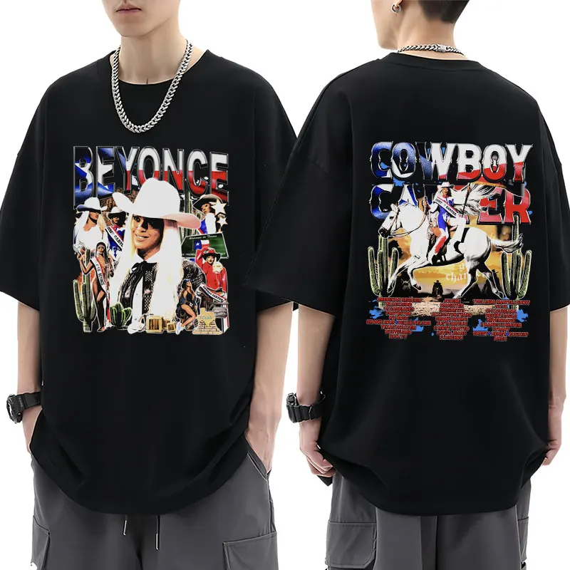 Cowboy Carter 2024 New Album Print T Shirt Men Women Fashion Harajuku Vintage Style Short Sleeve Cotton Oversized T-shirts Male