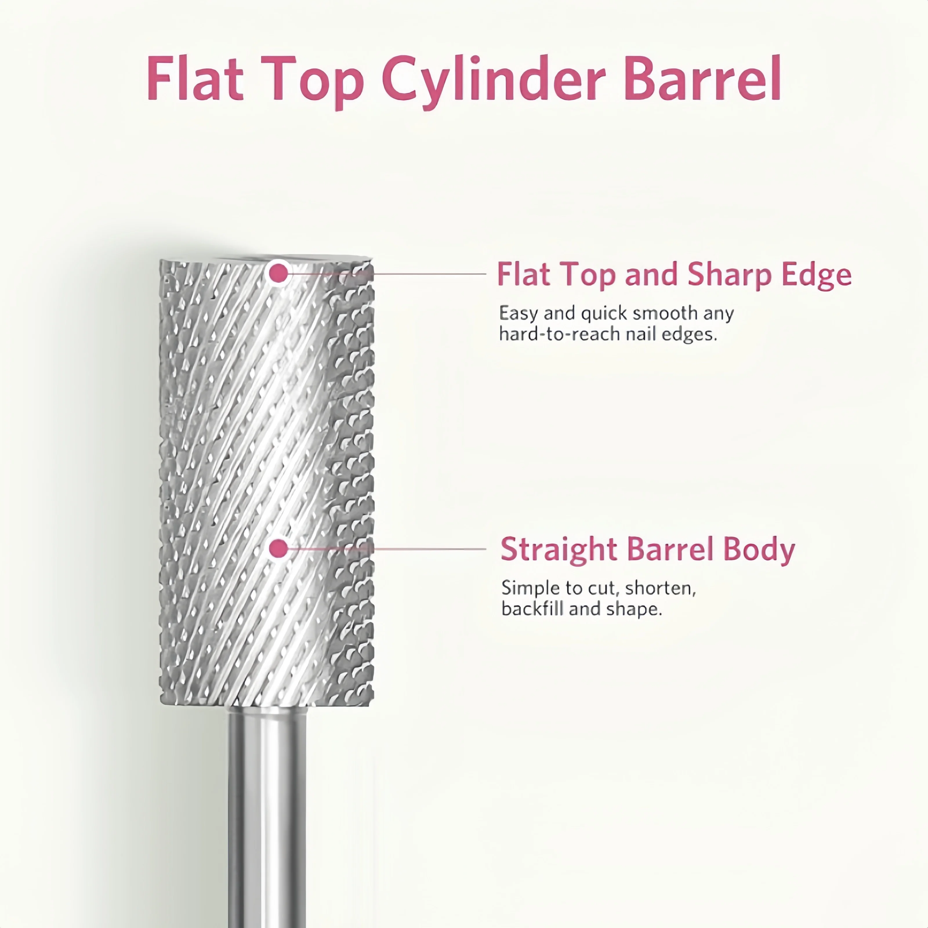 6.5mm Large Barrel Steel Carbide Nail Drill Bits Nail Art Tools 3/32" Shank Nail Bit Electric Manicure Drills Remove Gel Tool