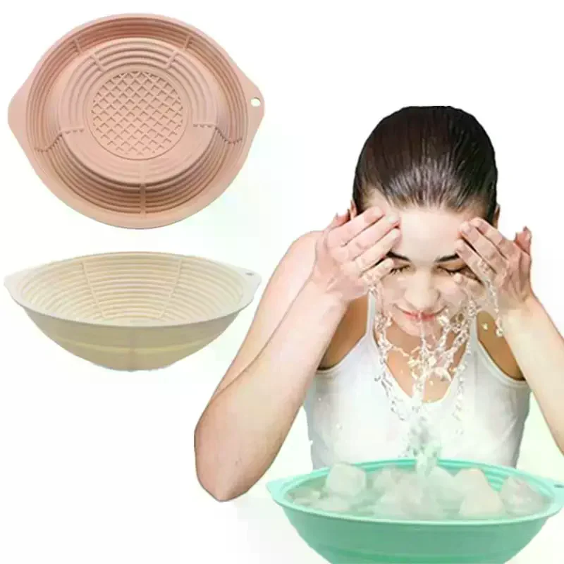 フェイシャル用ポータブルフェイスアイスバスボウル、折りたたみ式アイスフェイシャル洗面器、フェイシャルスキンケアツール、家庭旅行用