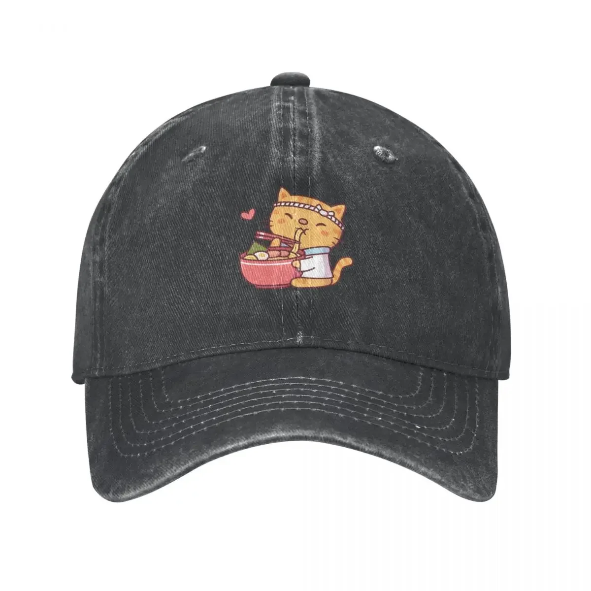 Cute Tabby Cat Chef Eating Ramen Noodles Cowboy Hat black Horse Hat Male Women's