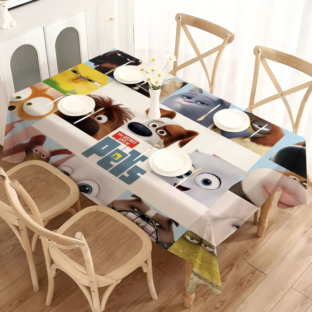 Manteles rectangulares THE S-SECRET L-LIFE OF PETS, tela oleada recubierta de algodón, fácil de limpiar, decoración de mesa de fiesta para interiores y exteriores