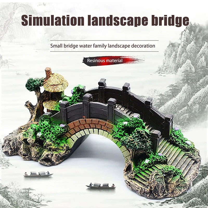 1PC Fish Tank Artificial Bridge Resin Landscape Decoration Cave Aquatic Pet Fish Bridge Aquarium Equipment Accessories Ornament