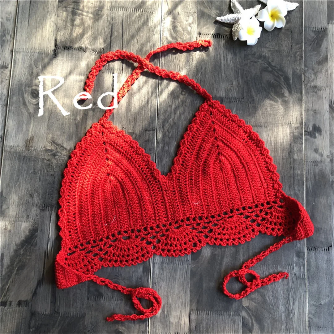 S - XL 9 Farben Häkel-Strick-Bikini-Oberteil Damen-Badeanzug Frauen-Bademode Bademode Badeoberteil mit Ausschnitten Strand-Top V4194 – Detail 22