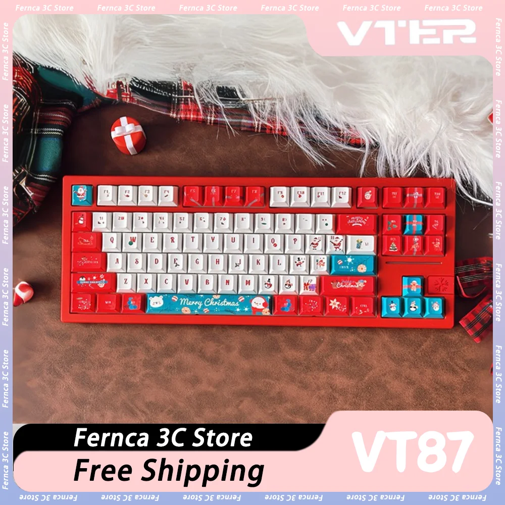 Feker VT87 Mechanical Keyboard 3 Mode Keyboard Aluminum Alloy RGB Hot Swap Backlight PC Customization Christmas PC Office Gift