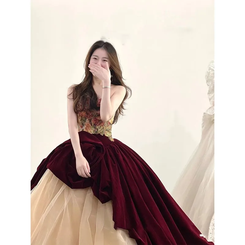 

Rose toasting sense breast light luxury small dress