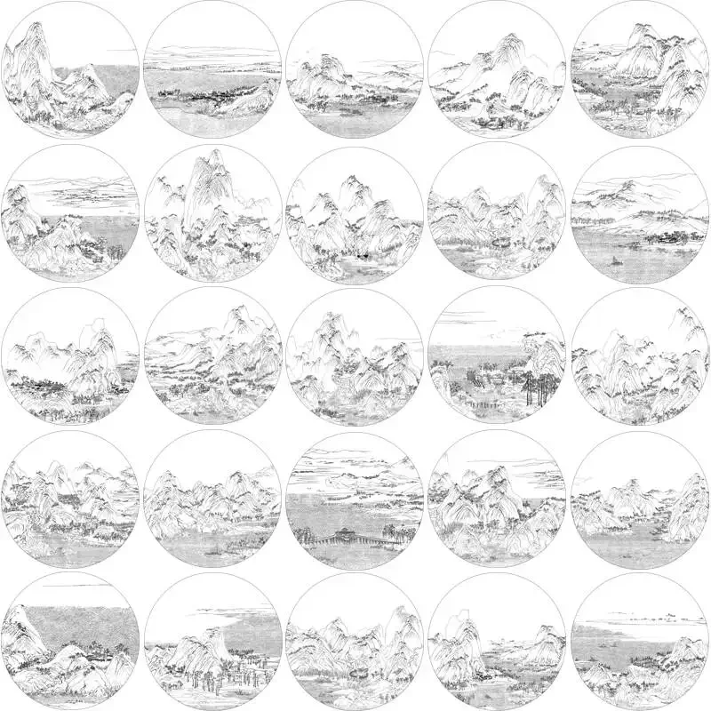 Wang Ximeng Professional Painting Line Draft Special Chinese Painting Line Drawing Landscape Painting Draft Beginners Art Supply