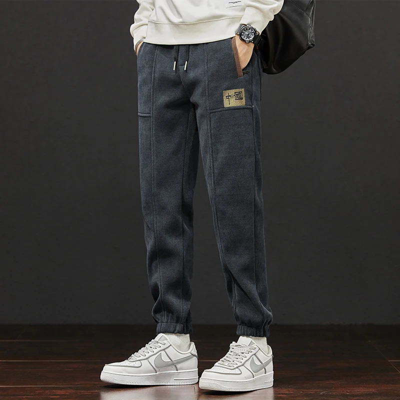 Thiened Fce سراويل تقليدية للرجال خريف شتاء الشارع Sle ملابس العمل ملابس خارجية رياضية مستقيمة الساق بنطلون دافئ