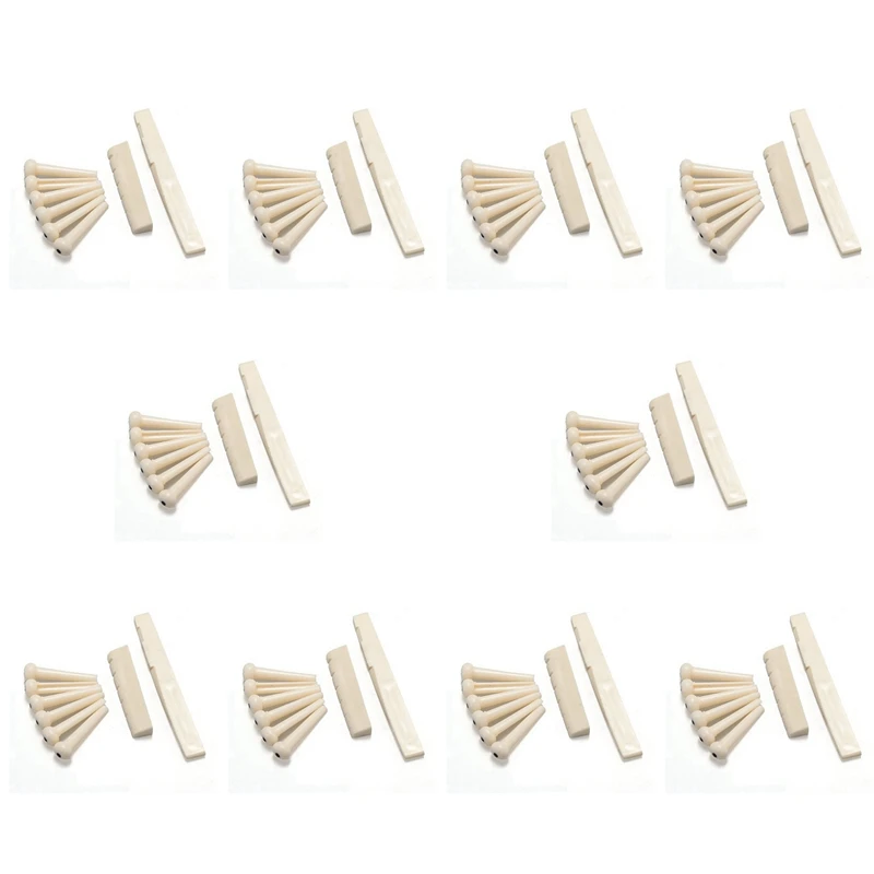 

60 Bridge Pins + Saddle + Bridge Saddle Bone / Bone Acoustic Guitar White