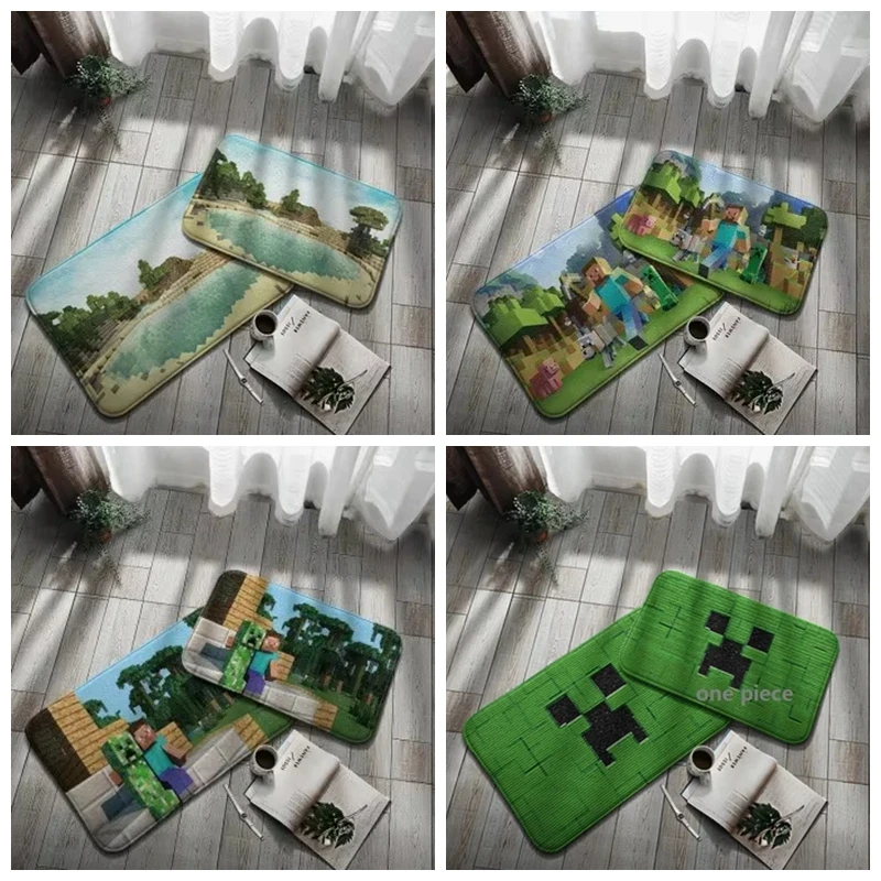 1 Uds. Minecrafte Creeper modelo sala de estar dormitorio alfombra de noche Steve vaca decoraciones de franela alfombrillas de juguete para fanáticos fiesta
