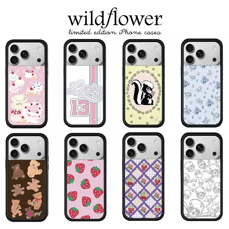 

Wildflower INS sweet cherry pink Heart Cake Phone Case For iPhone 16 12 13 14 15 17 Pro Max Plus Cute Bear stinker wf Cover﻿﻿﻿﻿